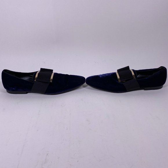 ROGER VIVIER Navy Velvet 'Tuxedo' Metal Buckle Loafers - Picture 3 of 8